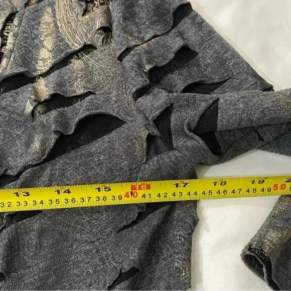 Frank Lyman Vintage distressed  open front 3/4 sleeves long witchy cardigan s- 4 - Picture 6 of 8